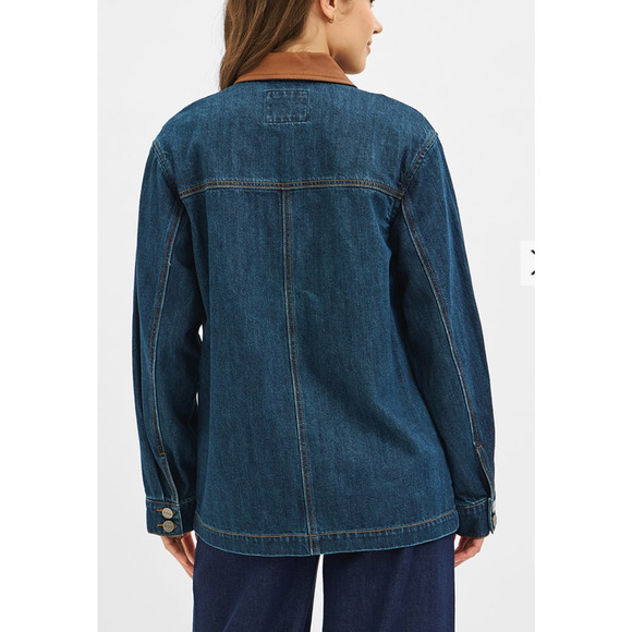 Risen Womens Size 1XL Barn Coat Denim Dark Jacket  Zipper Button Up NEW - Picture 2 of 6